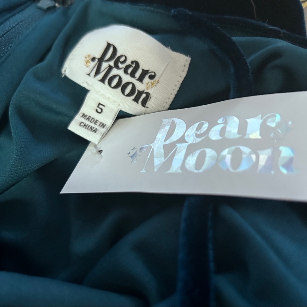 DEAR MOON Velvet Teal Blue Stretch Strappy Cocktail Party Prom Short Mini Dress - Picture 9 of 14